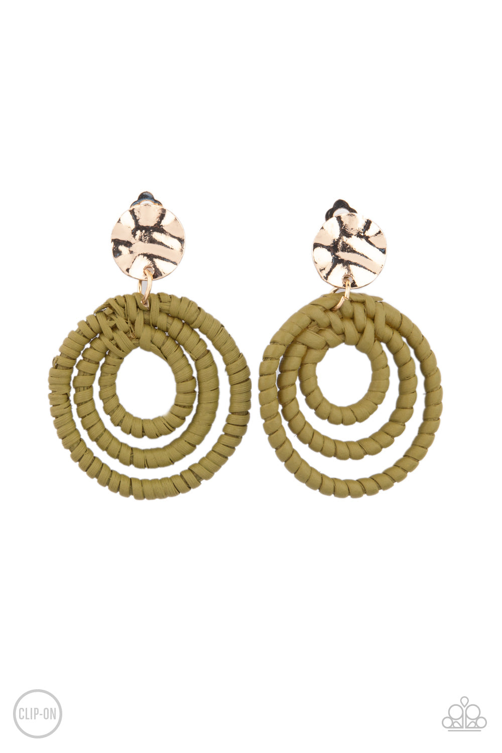 Whimsically Wicker - Green Earrings