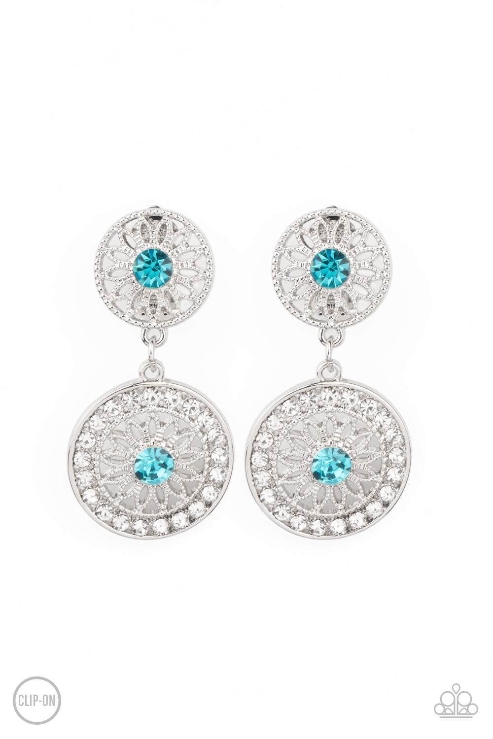 Life of The Garden Party - Blue Clip-On Earrings
