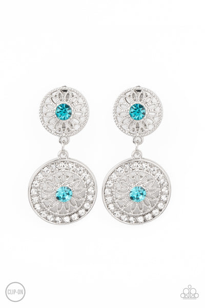 Life of The Garden Party - Blue Clip-On Earrings