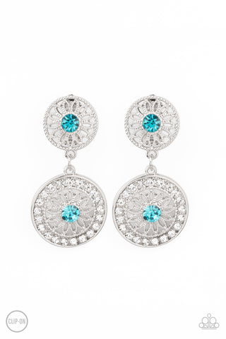 Life of The Garden Party - Blue Clip-On Earrings