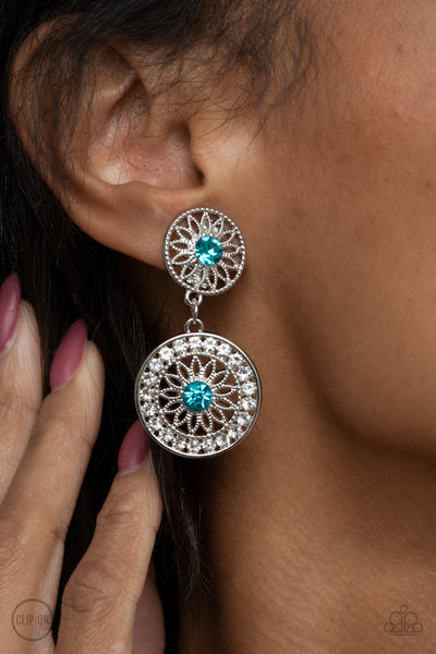 Life of The Garden Party - Blue Clip-On Earrings
