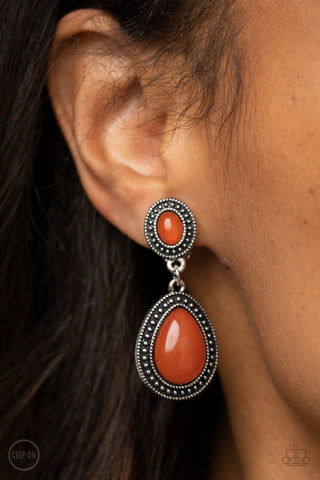 Carefree Clairvoyance - Orange Clip-On Earrings