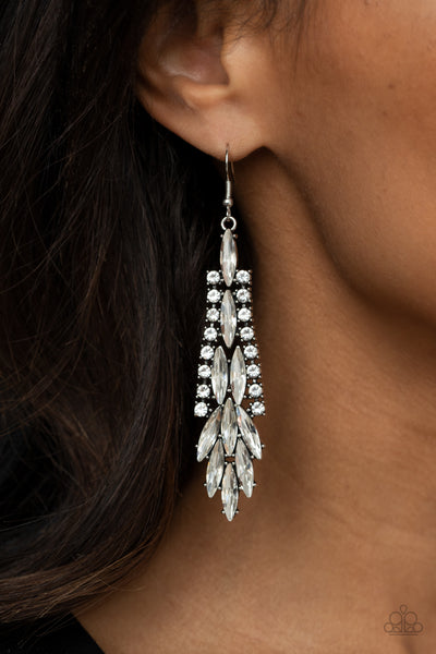 Crown Heiress - White Earrings