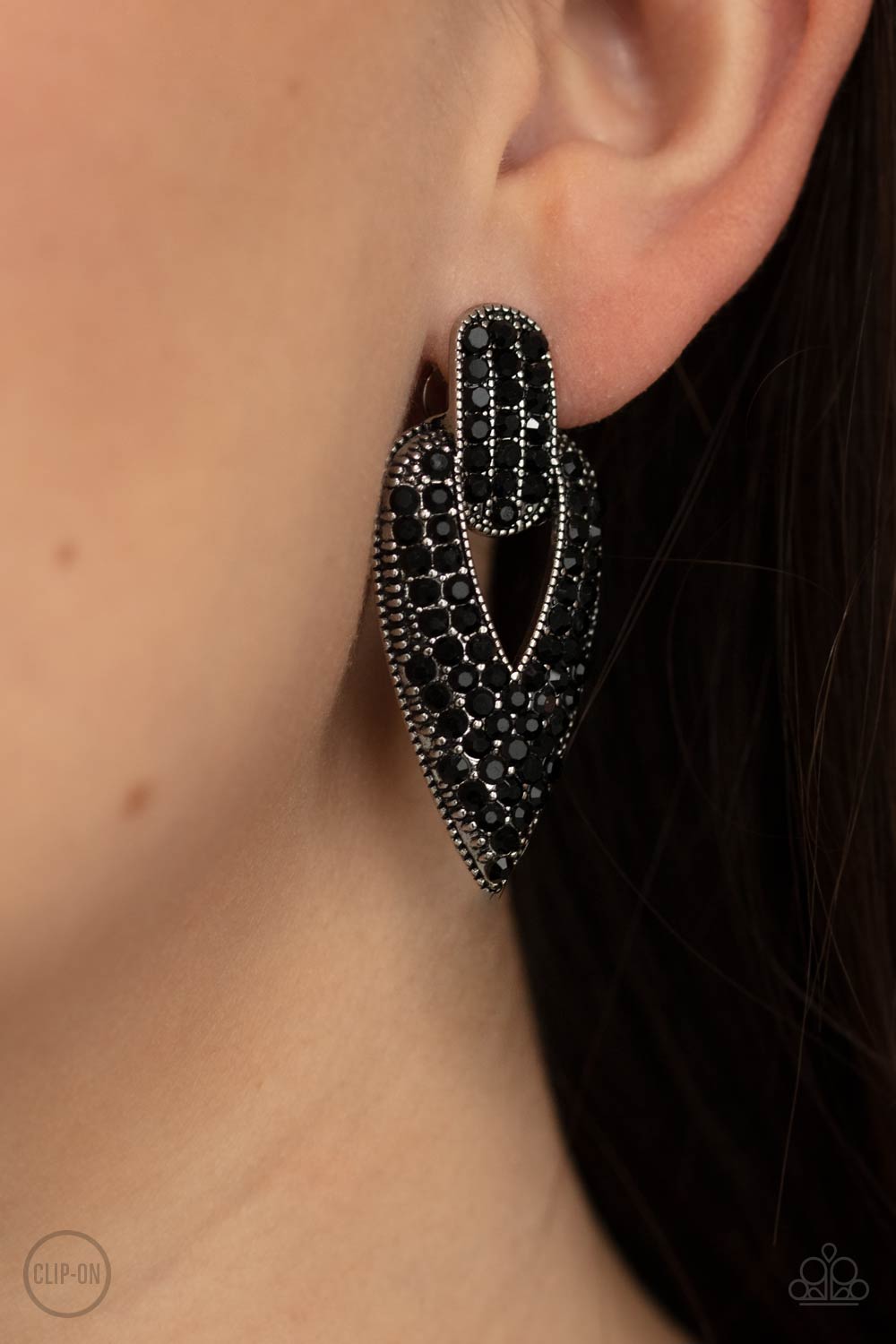 Blinged Out Buckles - Black Earrings