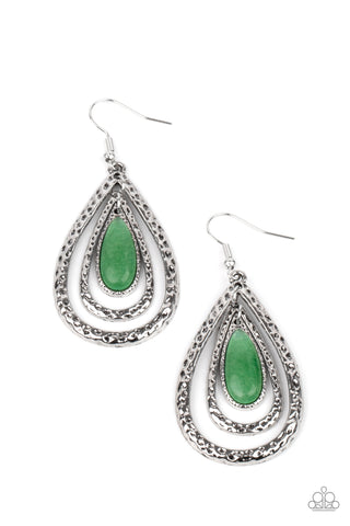 Teardrop Torrent - Green Earrings