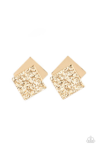 Square With Style - Gold Earrings