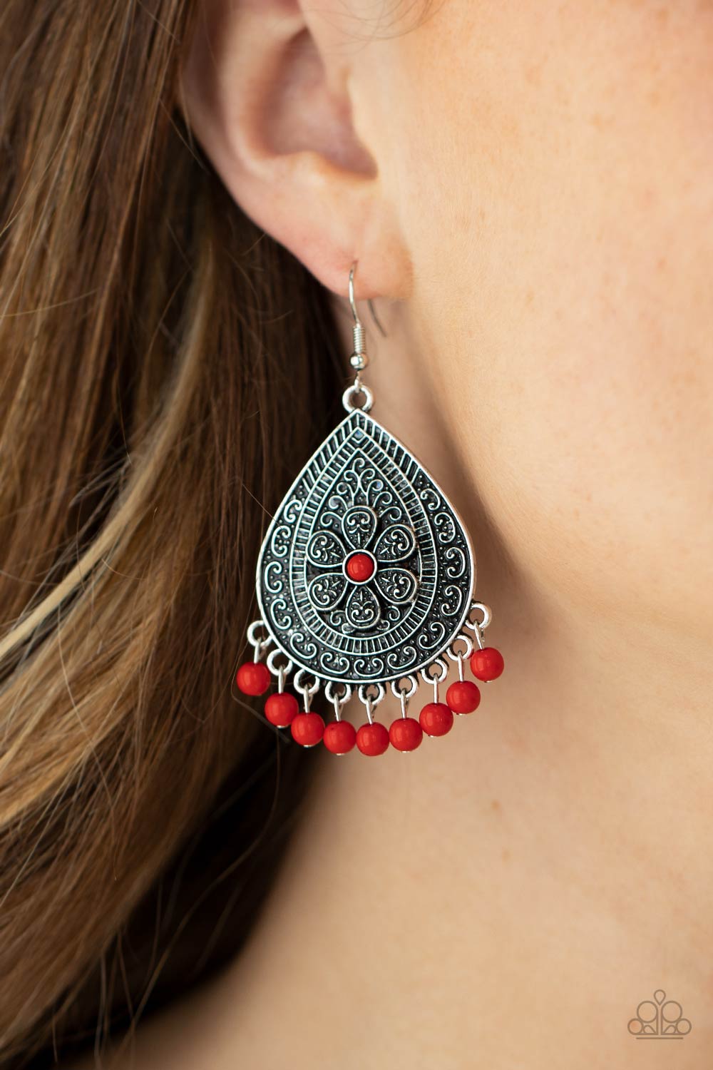 Blossoming Teardrops - Red Earrings