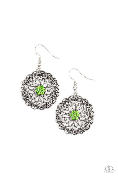 Flower Shop Sparkle - Green Earrings