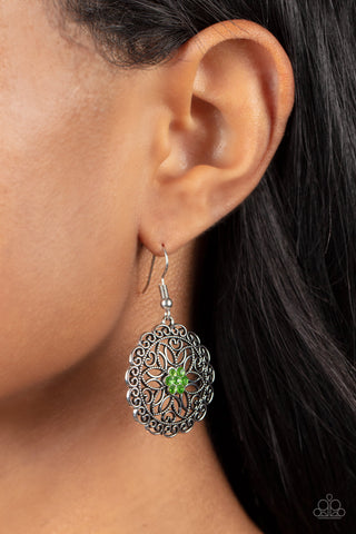 Flower Shop Sparkle - Green Earrings