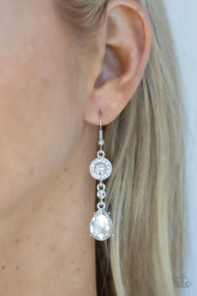 Graceful Glimmer - White Earrings