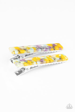 Get Outta HAIR! - Multi Hair Clip (Yellow, purple, green and blue dots)