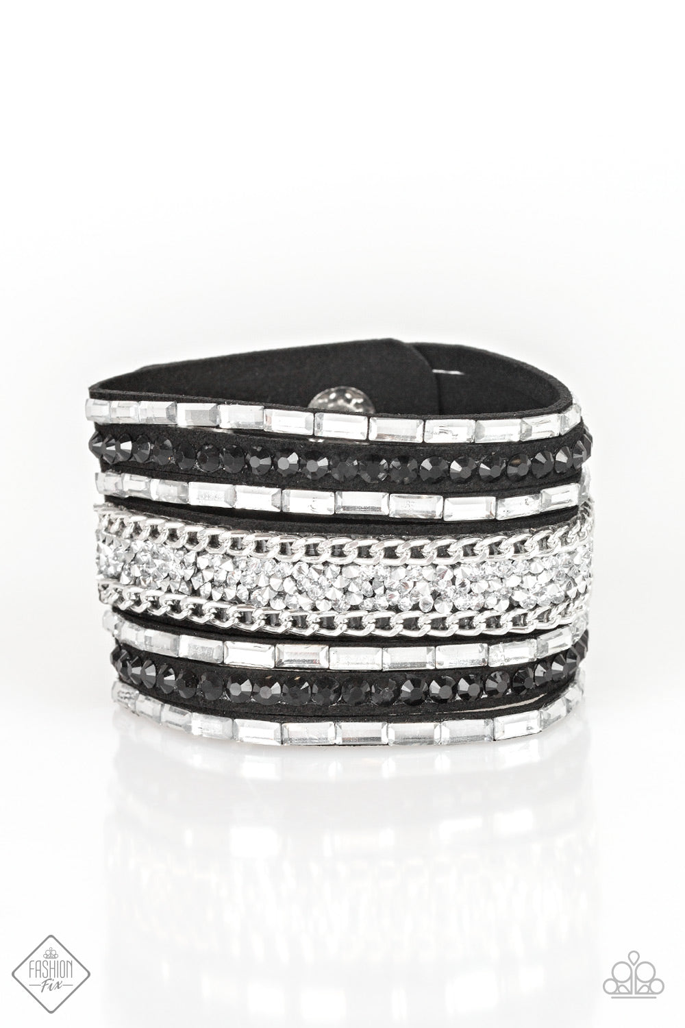 Rhinestone Rumble - Black Wrap Urban Bracelet