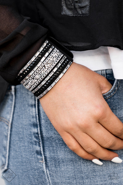 Rhinestone Rumble - Black Wrap Urban Bracelet