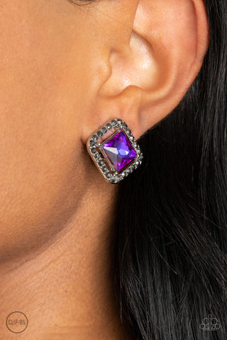 Cosmic Catwalk - Purple Clip-On Earrings