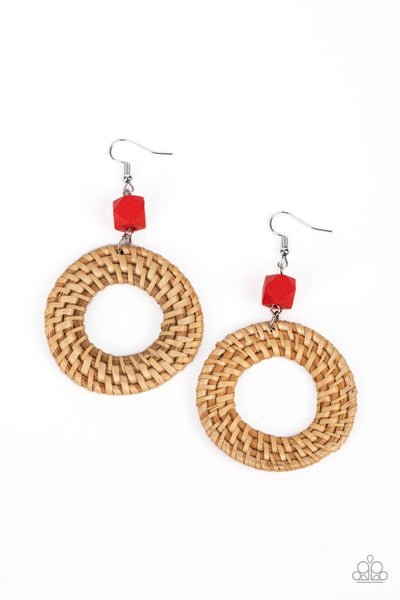 Wildly Wicker - Red Earrings