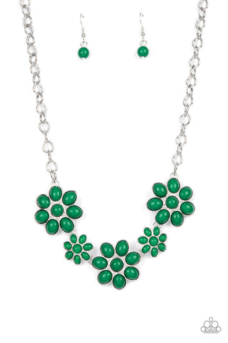 Flamboyantly Flowering - Green Necklace