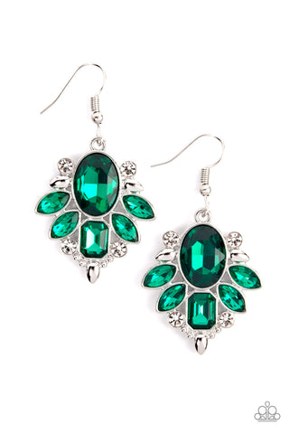 Glitzy Go-Getter - Green Earrings