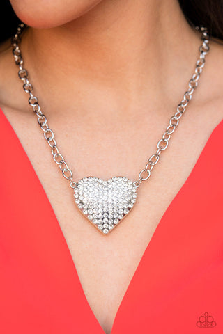 Heartbreakingly Blingy - White Necklace