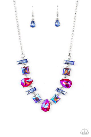 Interstellar Ice - Pink Necklace - "Oil Spill"