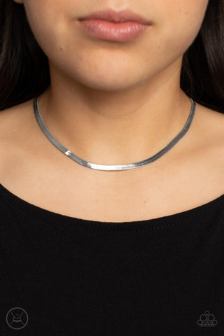 In No Time Flat - Silver Choker Necklace