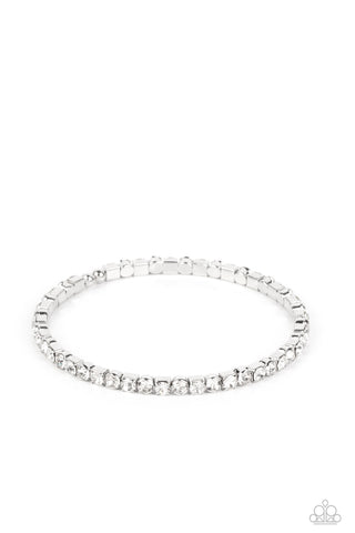 Rhinestone Spell - White Bracelet