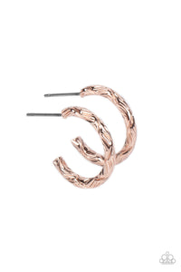 Triumphantly Textured - Rose Gold Mini Hoop Earrings