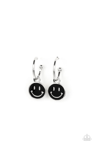 Subtle Smile - Black Mini Hoop Earrings