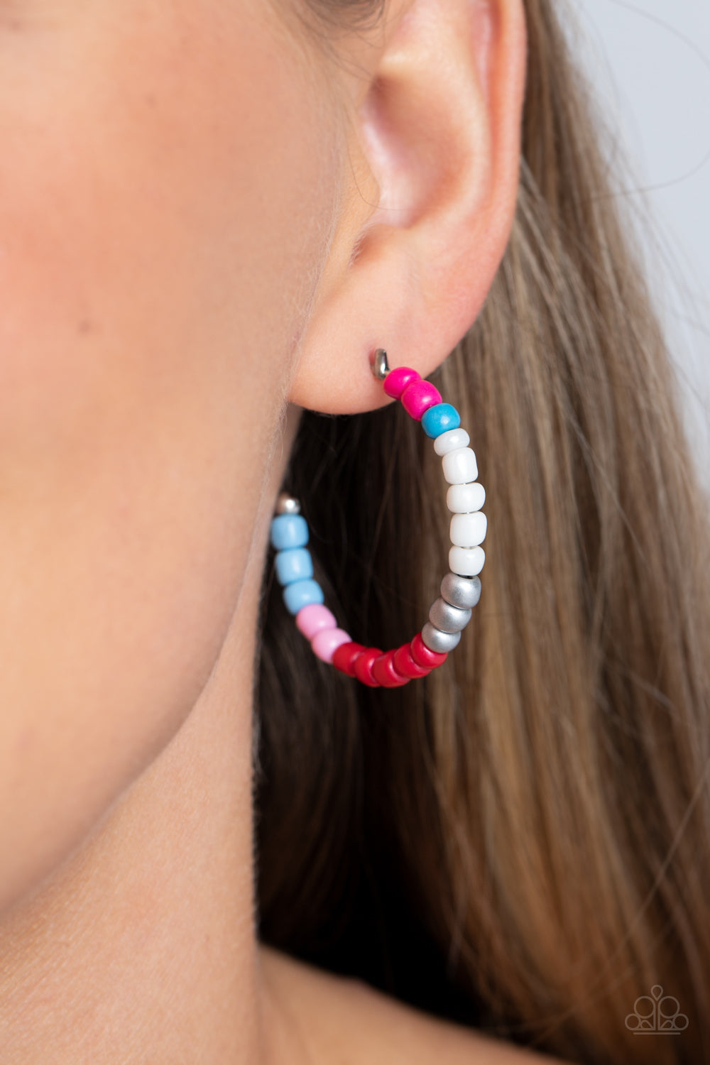 Multicolored Mambo - Pink Multi Hoop Earriings