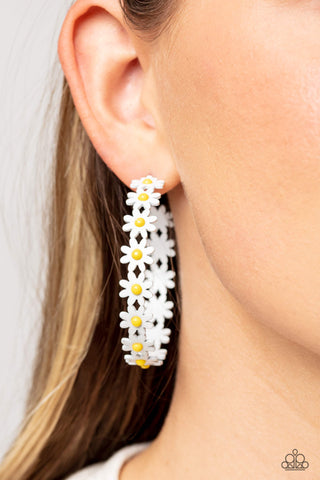 Daisy Disposition - White Earrings