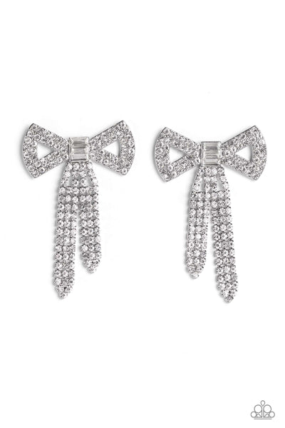Just BOW With It - White Earrings