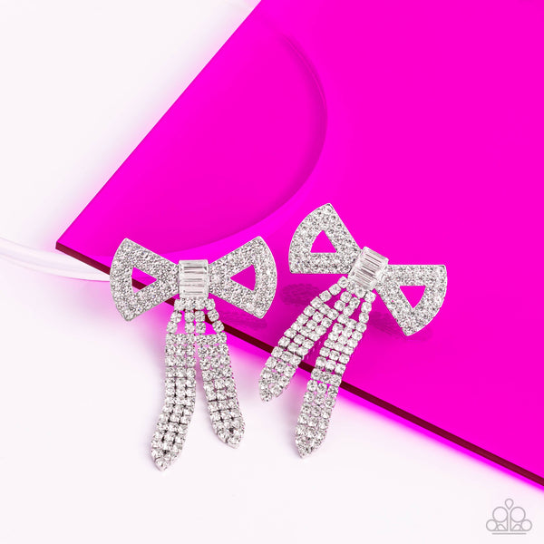 Just BOW With It - White Earrings