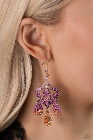 Chandelier Command - Multi Earrings (Pink-Purple-Orange)