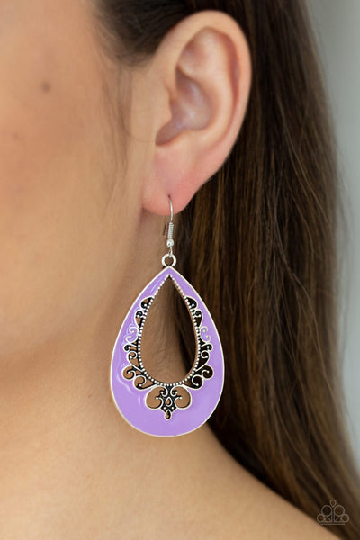 Compliments To The CHIC - Purple Earrings