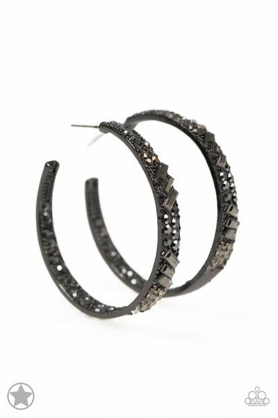 GLITZY By Association - Black Hoop Earrings