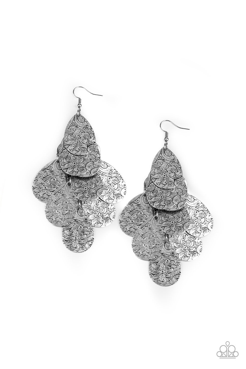 Hibiscus Harmony - Silver Earrings